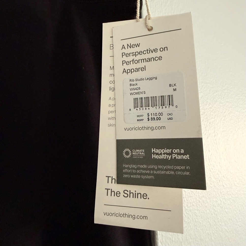 NWT Vuori Black Rib Studio Leggings - Picture 4 of 6